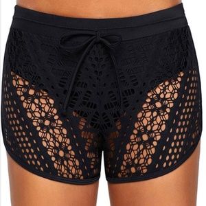 Drawstring waist swim shorts black
